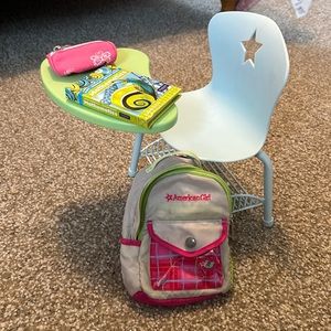 American Girl Doll Desk and Backpack, Book and Pencil Pouch Set